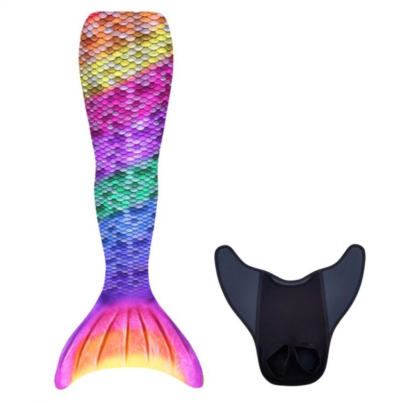Kostým mořské panny Kuaki Mermaids - Mořský ocas a monofin ploutev - Rainbow - L 12-15 let