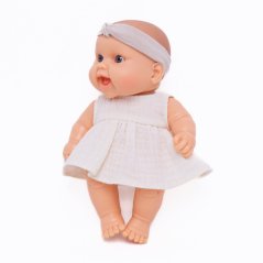 Šaty a čelenka pro panenku Los Peques 21 cm - By Loli - Boho Muslin Cream