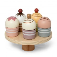 Dřevěné dortíky a podnos By Astrup - Cupcakes on cake stand