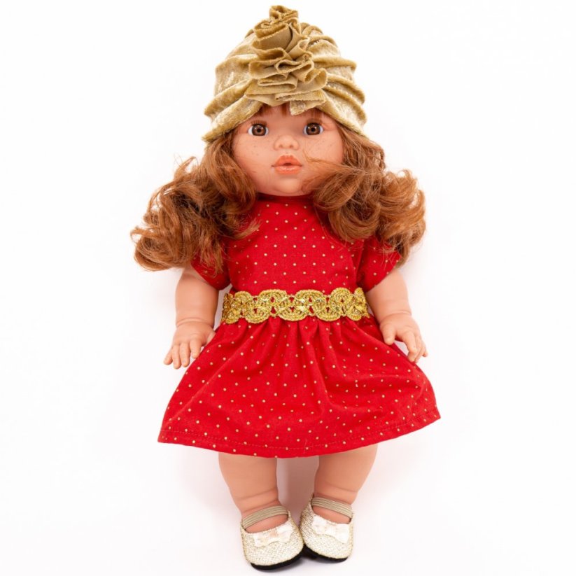 Šaty pro panenku 34 cm By Loli - Boho - Boho red and gold
