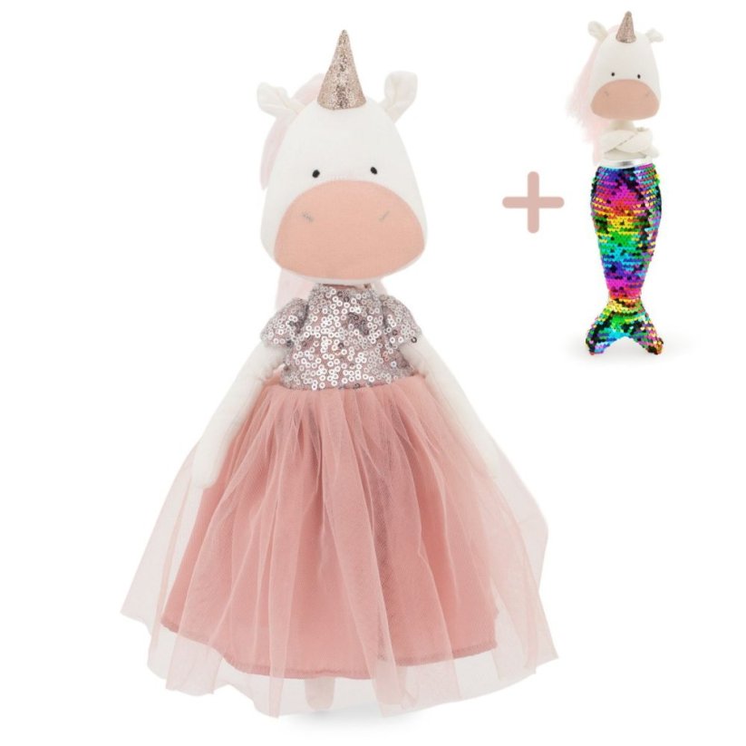 Látkový jednorožec s extra ploutví 29 cm Orange Toys - Daphne The Unicorn - Pink Dress \ Mermaid tail