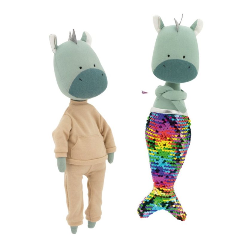 Látkový dráček s extra ploutví 30 cm Cotti Motti Orange Toys - Andy / Mermaid tail