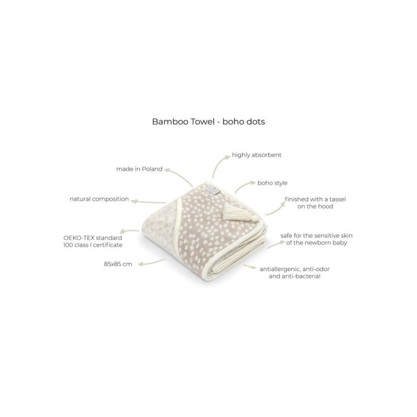 Dětská luxusní osuška s kapucí My Memi - Boho Dots - Cream