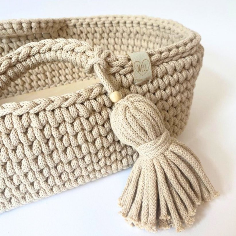 Pletený košík pro panenku BY LOLI - Béžový 43 cm