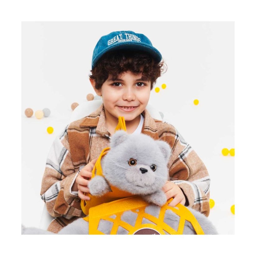 Plyšová ležící kočička v plstěném vaku Orange Toys 35 cm - Milo the Grey Cat