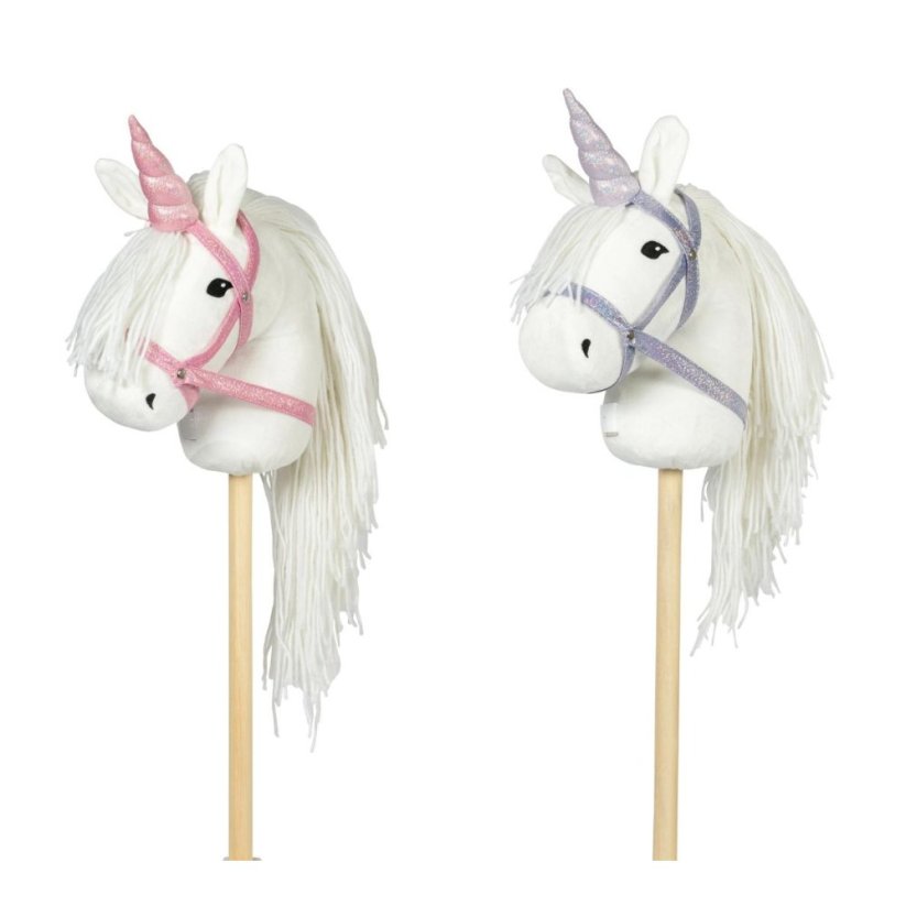 Jednorožčí roh s uzdečkou na hobby horse koníka By Astrup - Pink Glitter