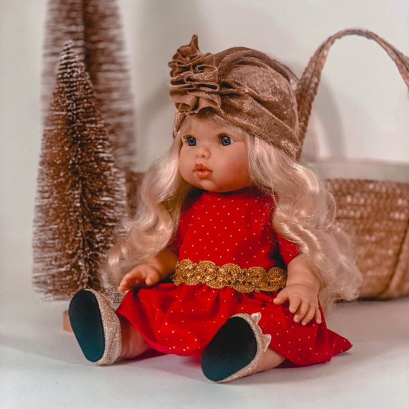 Šaty pro panenku 34 cm By Loli - Boho - Boho red and gold