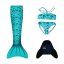 Kostým mořské panny Kuaki Mermaids - ocas, monofin ploutev a plavky - set 4 ks - Turquoise - XS 6-8 let
