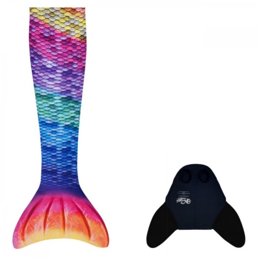 Kostým mořské panny Kuaki Mermaids - Mořský ocas a monofin ploutev - Rainbow - S 8-10 let