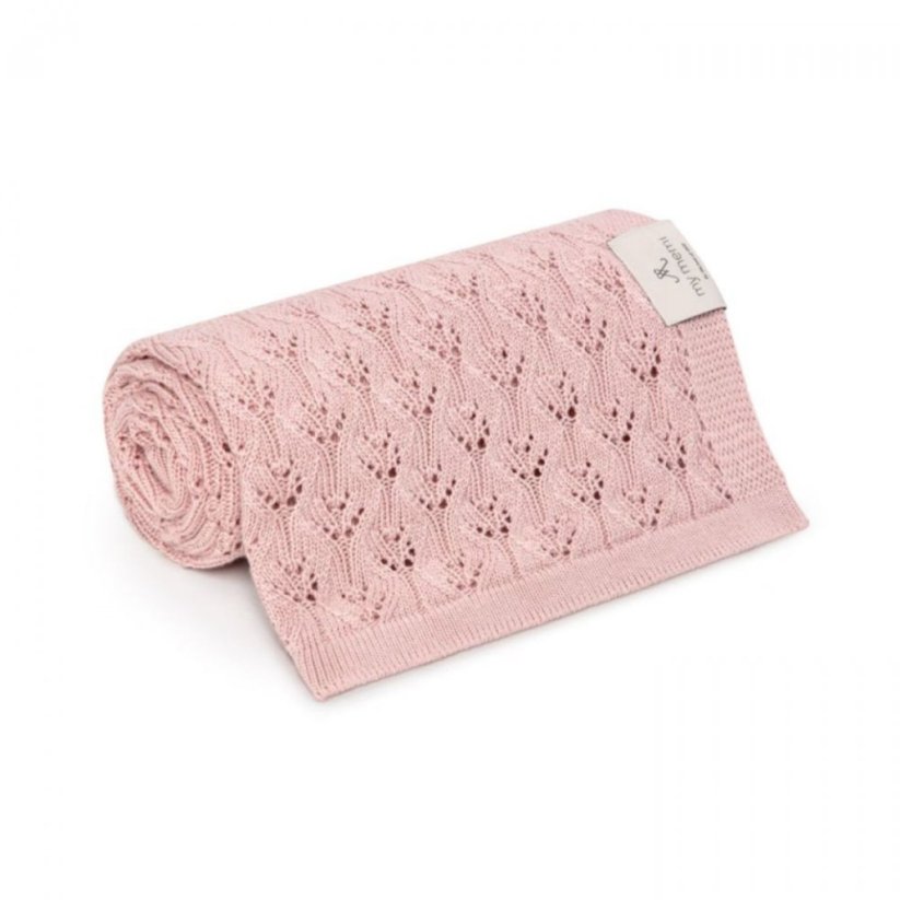 Bambusová ažurková deka My Memi - Powder Pink