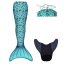 Kostým mořské panny Kuaki Mermaids - ocas, monofin ploutev a vrchní díl plavek - set 3 ks - Turquoise - S 8-10 let