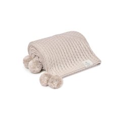 Bambusová deka s kapucí a bambulkami My Memi - Light Beige