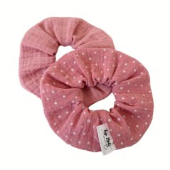 Gumičky do vlasů scrunchie By Loli - Pink and dots