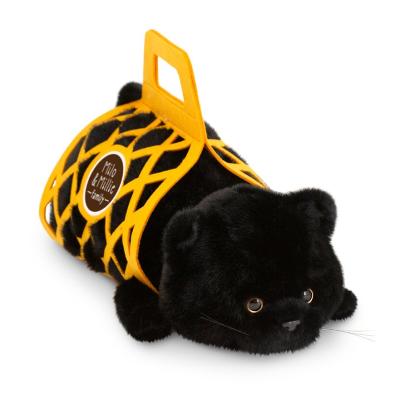 Plyšová ležící kočička v plstěném vaku Orange Toys 56 cm - Milo the Black Cat
