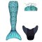 Kostým mořské panny Kuaki Mermaids - ocas, monofin ploutev a vrchní díl plavek - set 3 ks - Turquoise - S 8-10 let