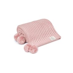 Bambusová deka s kapucí a bambulkami My Memi - Powder Pink