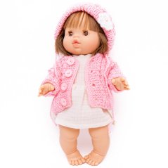 Pletený svetřík s čepičkou pro panenku 34 cm By Loli - Eliane - Sweet Pink