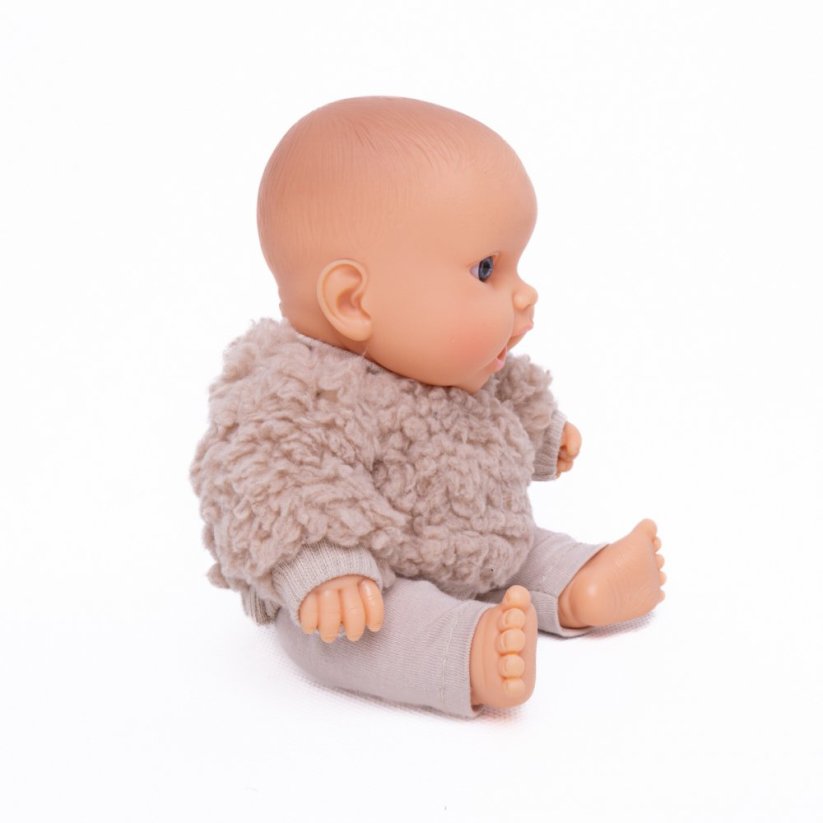 Mikina a legíny pro panenku Los Peques 21 cm - By Loli - Warm Furry Lamb Latte