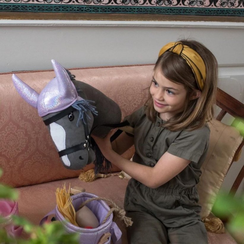 Čabraka s dekou na sedlo pro hobby horse koníka By Astrup - Purple Glitter