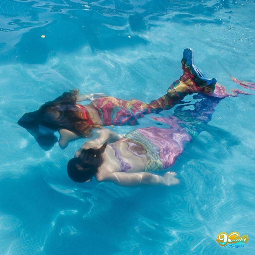 Kostým mořské panny Kuaki Mermaids - ocas, monofin ploutev a vrchní díl plavek - set 3 ks - Ibiza Gold - XXS 5-6 let