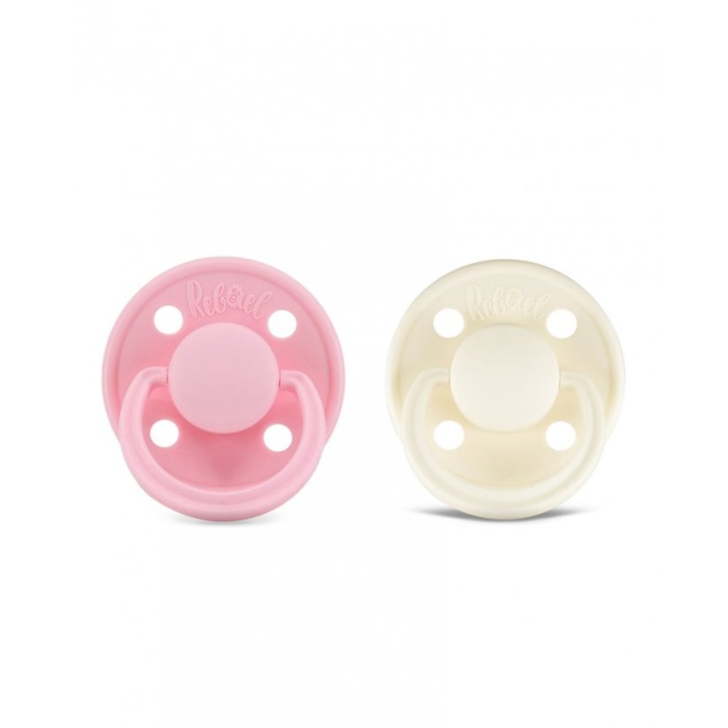 Dudlíky Rebael z přírodního kaučuku 2 ks - Sweet Pink/Champagne - 6-18 měsíců (velikost 2)