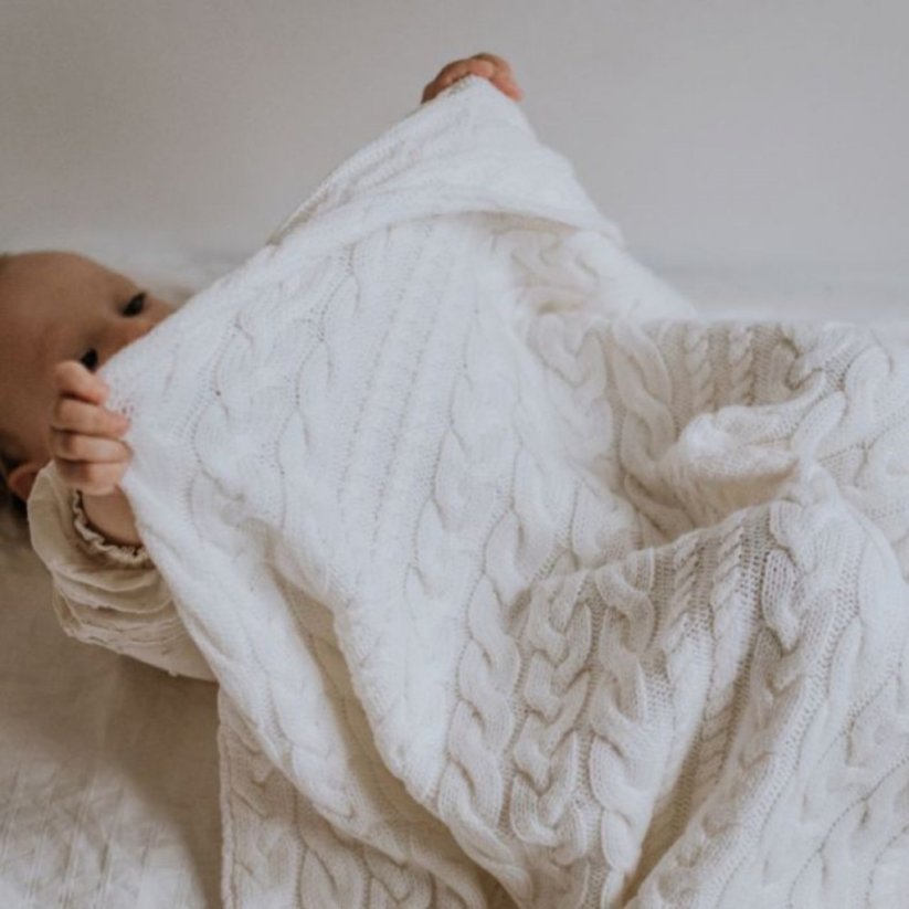 Deka ze 100% merino vlny My Memi - Wool Collection - Cream