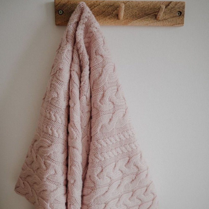 Deka ze 100% merino vlny My Memi - Wool Collection - Powder Pink