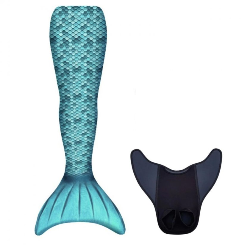 Kostým mořské panny - prince Kuaki Mermaids - Mořský ocas a monofin ploutev - Turquise - S 8-10 let