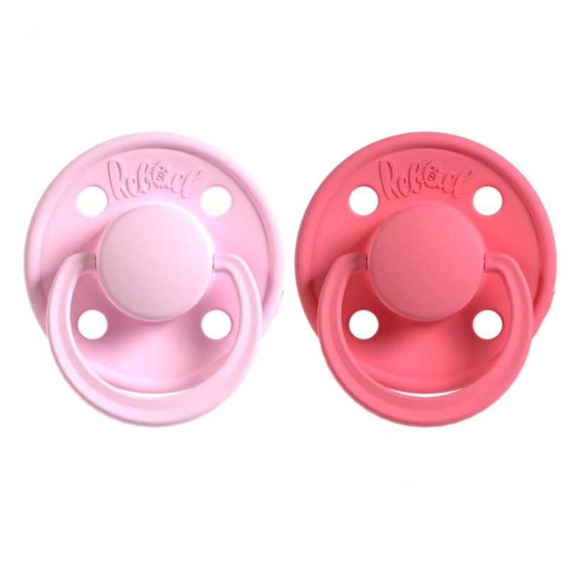 Dudlíky Rebael z přírodního kaučuku 2 ks - Sweet Pink/Salmon - 0-6 měsíců (velikost 1)