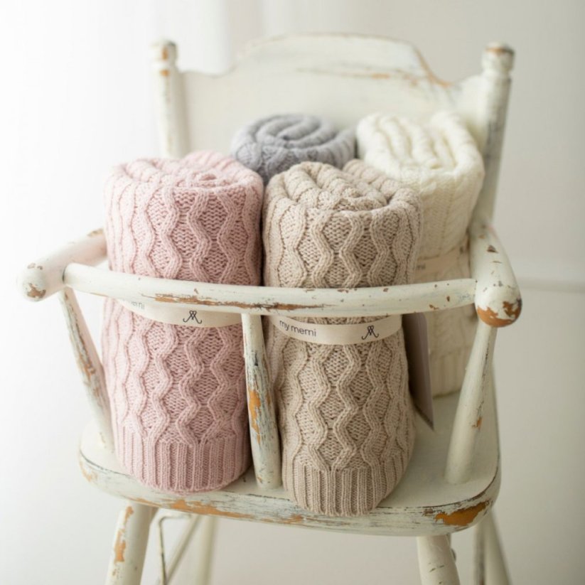 Deka ze 100% merino vlny My Memi - Vines Collection - Grey