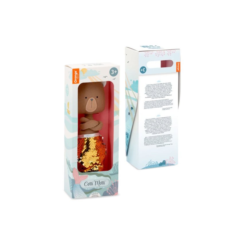 Látkový medvídek s ploutví 30 cm Cotti Motti Orange Toys - Oscar Mermaid tail
