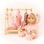 Pletený svetřík s čepičkou a capáčky pro panenku Minikane Romance - Baby Pink - By Loli