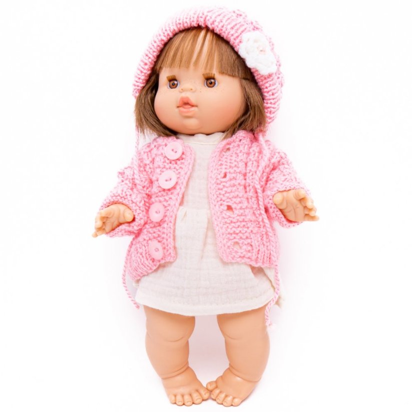 Pletený svetřík s čepičkou pro panenku 34 cm By Loli - Eliane - Sweet Pink