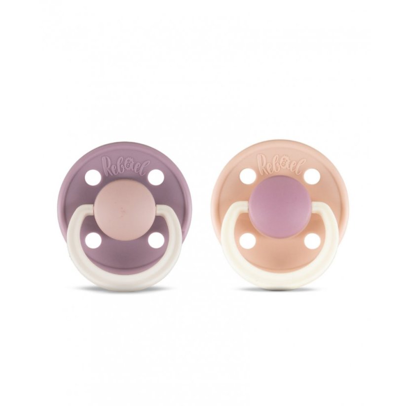 Dudlíky Rebael z přírodního kaučuku 2 ks - Misty Soft Mouse/Tornado Plum Mouse - 6-18 měsíců (velikost 2)