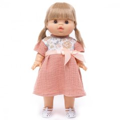 Šaty pro panenku 34 cm By Loli - Bow - Pink and flowers