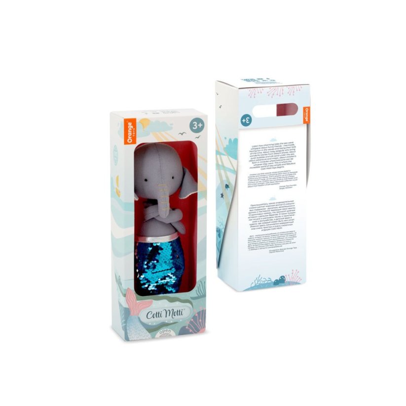 Látková slonička s ploutví 30 cm Cotti Motti Orange Toys - Alice Mermaid tail