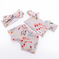 Set trička, šortek a čelenky pro panenku 34 cm By Loli - Boho - Summer Flowers