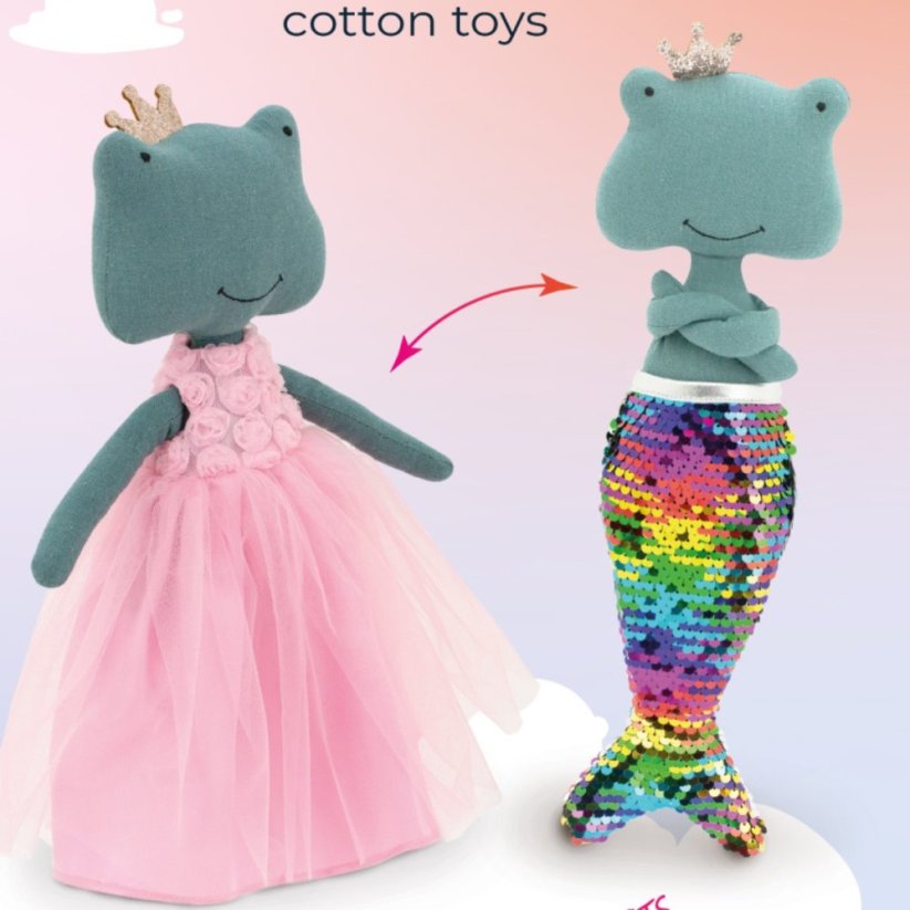 Látková žabka s extra ploutví 30 cm Cotti Motti Orange Toys - Fiona / Mermaid tail