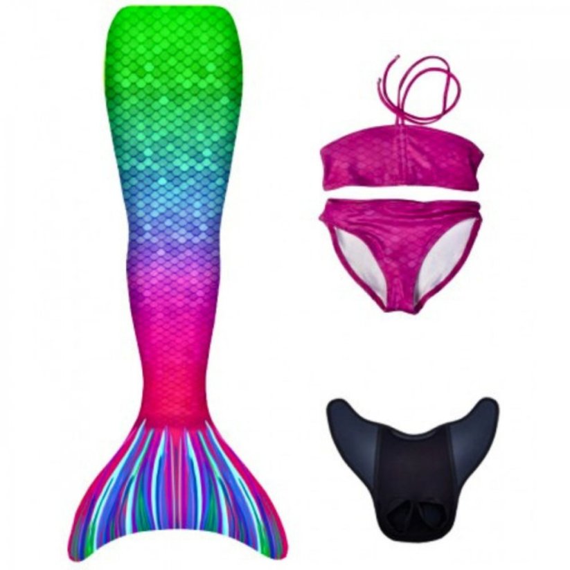 Kostým mořské panny Kuaki Mermaids - ocas, monofin ploutev a plavky - set 4 ks - Capri - XXS 5-6 let