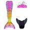 Kostým mořské panny Kuaki Mermaids - ocas, monofin ploutev a vrchní díl plavek - set 3 ks - Malibu - S 8-10 let
