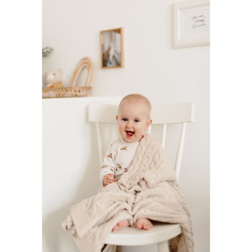 Deka ze 100% merino vlny My Memi - Wool Collection - Beige