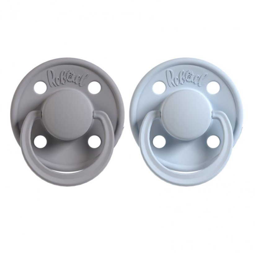 Dudlíky Rebael z přírodního kaučuku 2 ks - Pewter/Tiny Sky - 0-6 měsíců (velikost 1)