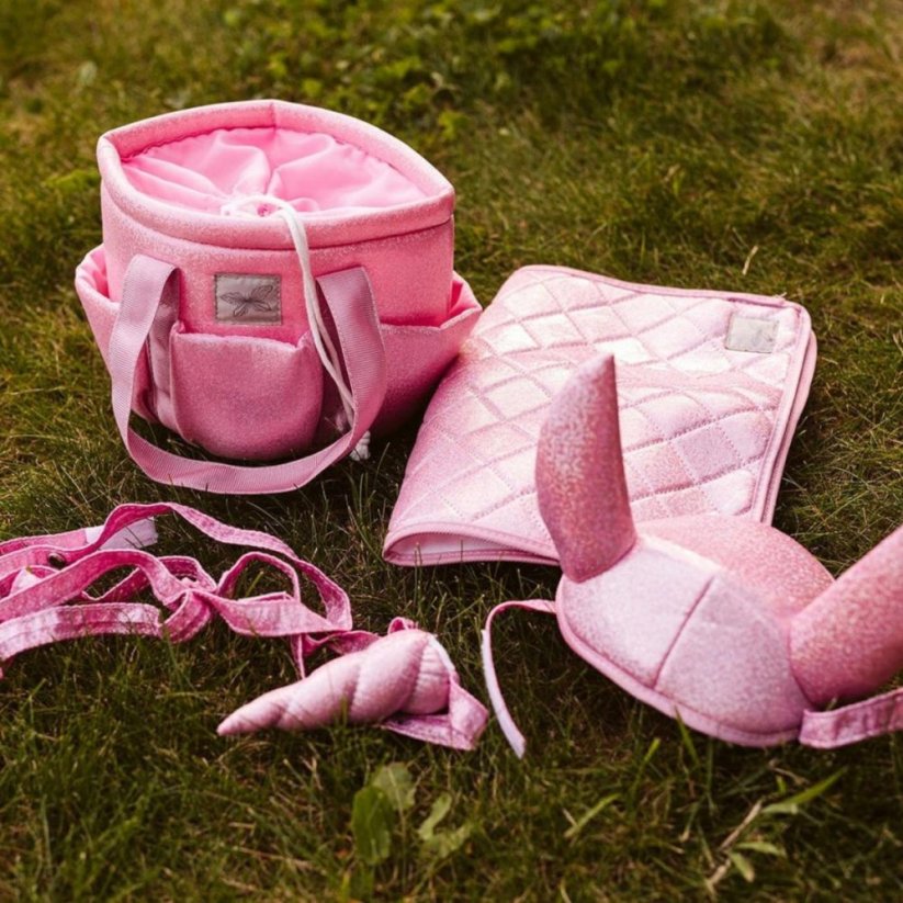 Čabraka s dekou na sedlo pro hobby horse koníka By Astrup - Pink Glitter