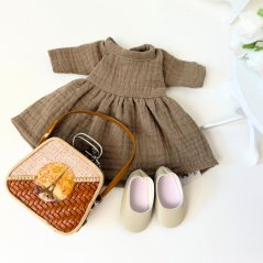 Šaty, kabelka a boty pro panenku Paola Reina a Minikane 32 cm By Loli - Set Paris