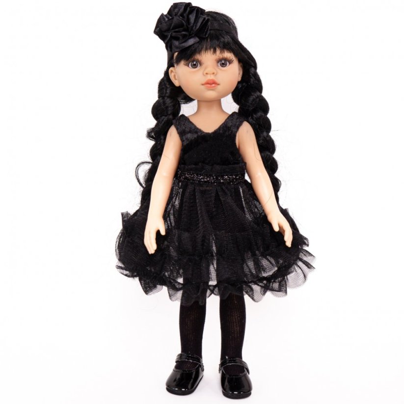 Šaty a čelenka pro panenku Paola Reina a Minikane 32 cm By Loli - Tutu black - Wednesday Addams
