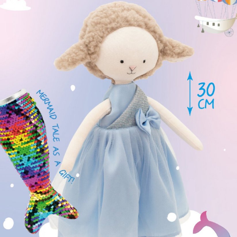 Látková ovečka s extra ploutví 30 cm Cotti Motti Orange Toys - Zoe / Mermaid tail