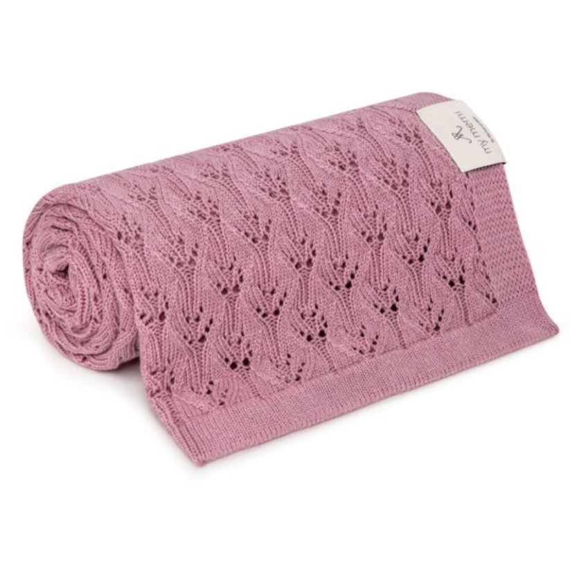 Bambusová ažurková deka My Memi - Vintage Pink