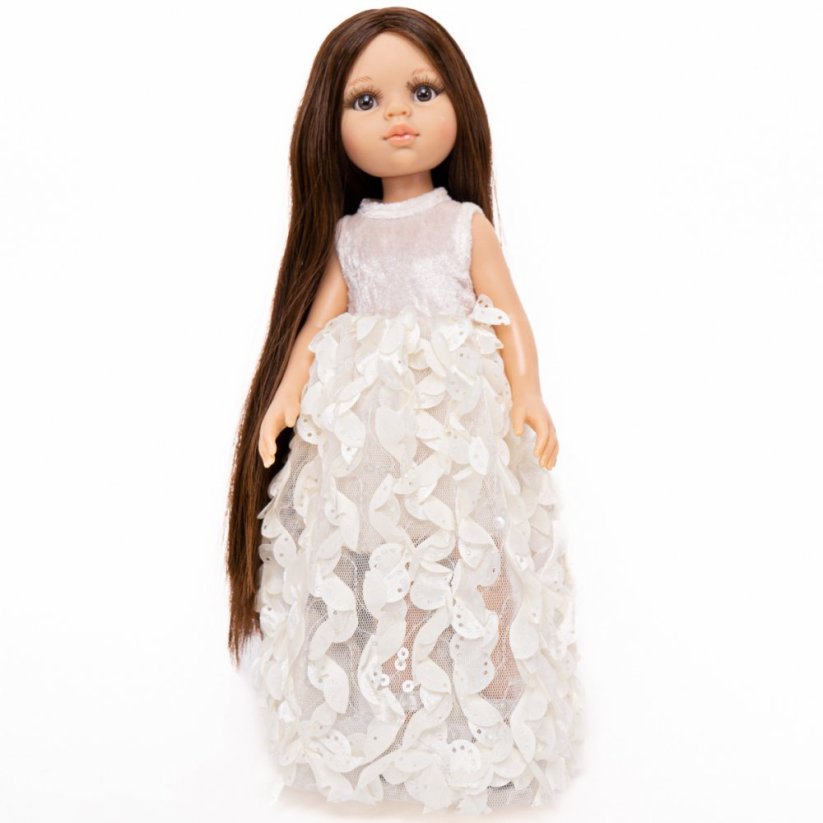 Šaty pro panenku Paola Reina a Minikane 32 cm By Loli - Flowerly white - Glitter