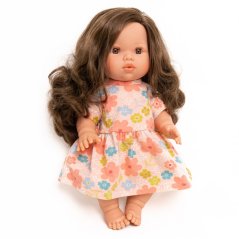 Šaty pro panenku 34 cm By Loli - Boho - Peach With Flowers