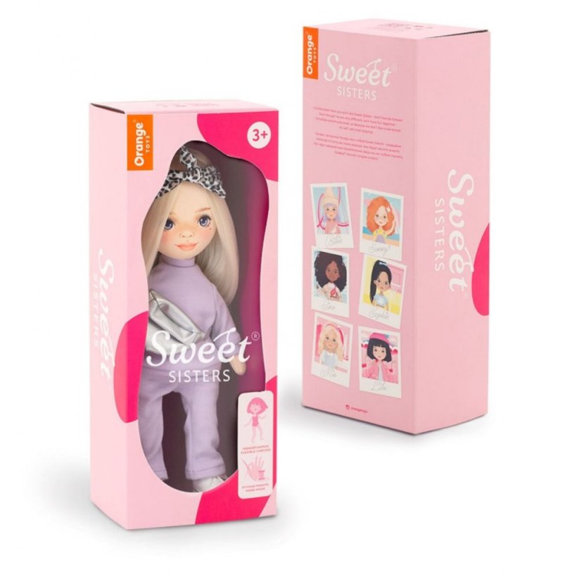 Látková panenka Orange Toys - Sweet Sisters Mia - Purple Tracksuit